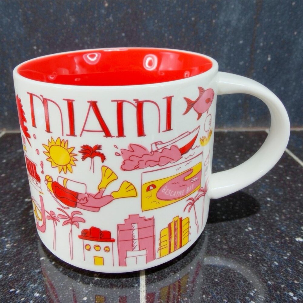 Starbucks Miami‎ 14oz Been There Collection Mug Series Collection New W Sticker